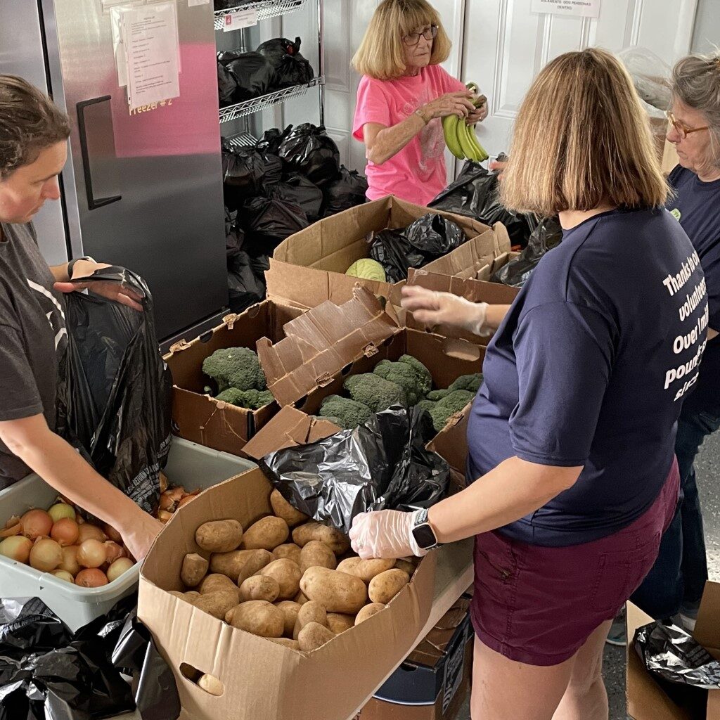 Volunteers helping in the cupboard